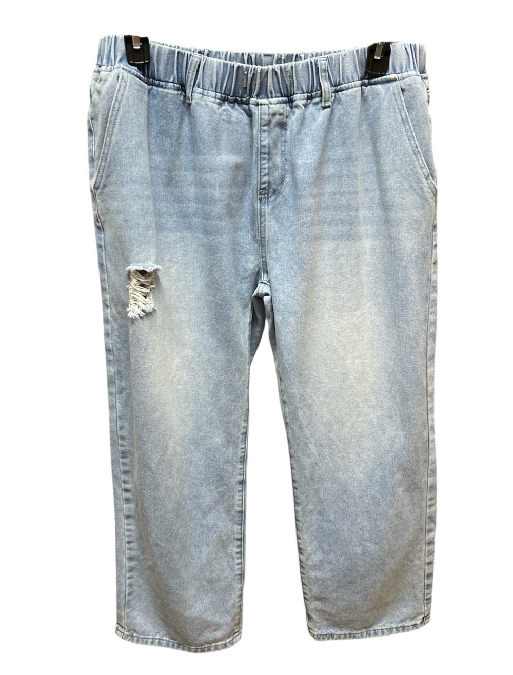 Flamingo Elastic Waist Womens Distress Destroyed Jeans Pants Pull On 2XL (14/16)